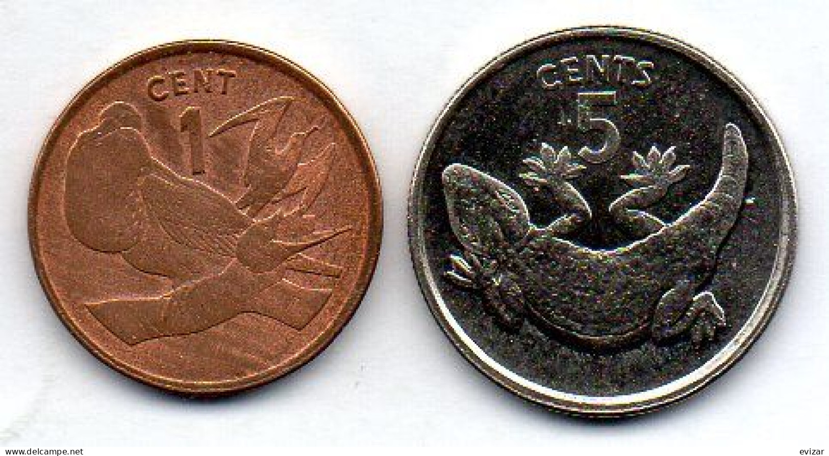 KIRIBATI, Set Of Two Coins 1, 5 Cents, Bronze, Copper-Nickel, Year 1972, 1979, KM # 1, 3 - Kiribati