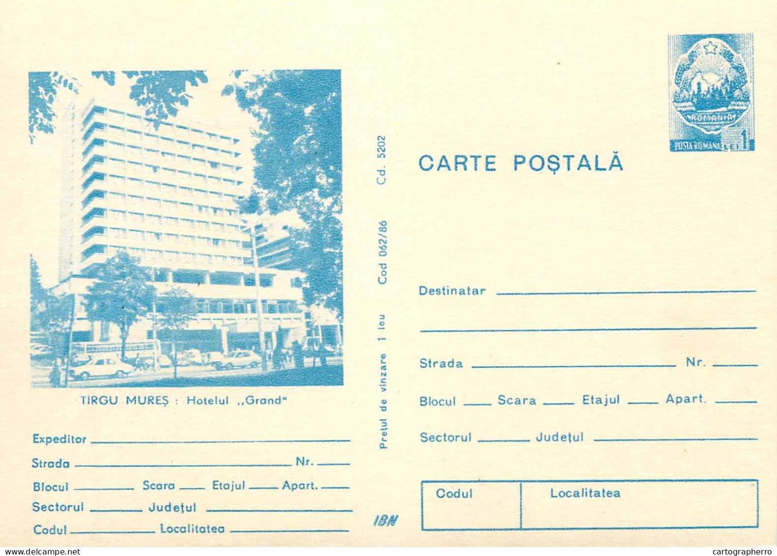 Romania Intreg Postal Targu Mures Hotel Grand - Cartas & Documentos