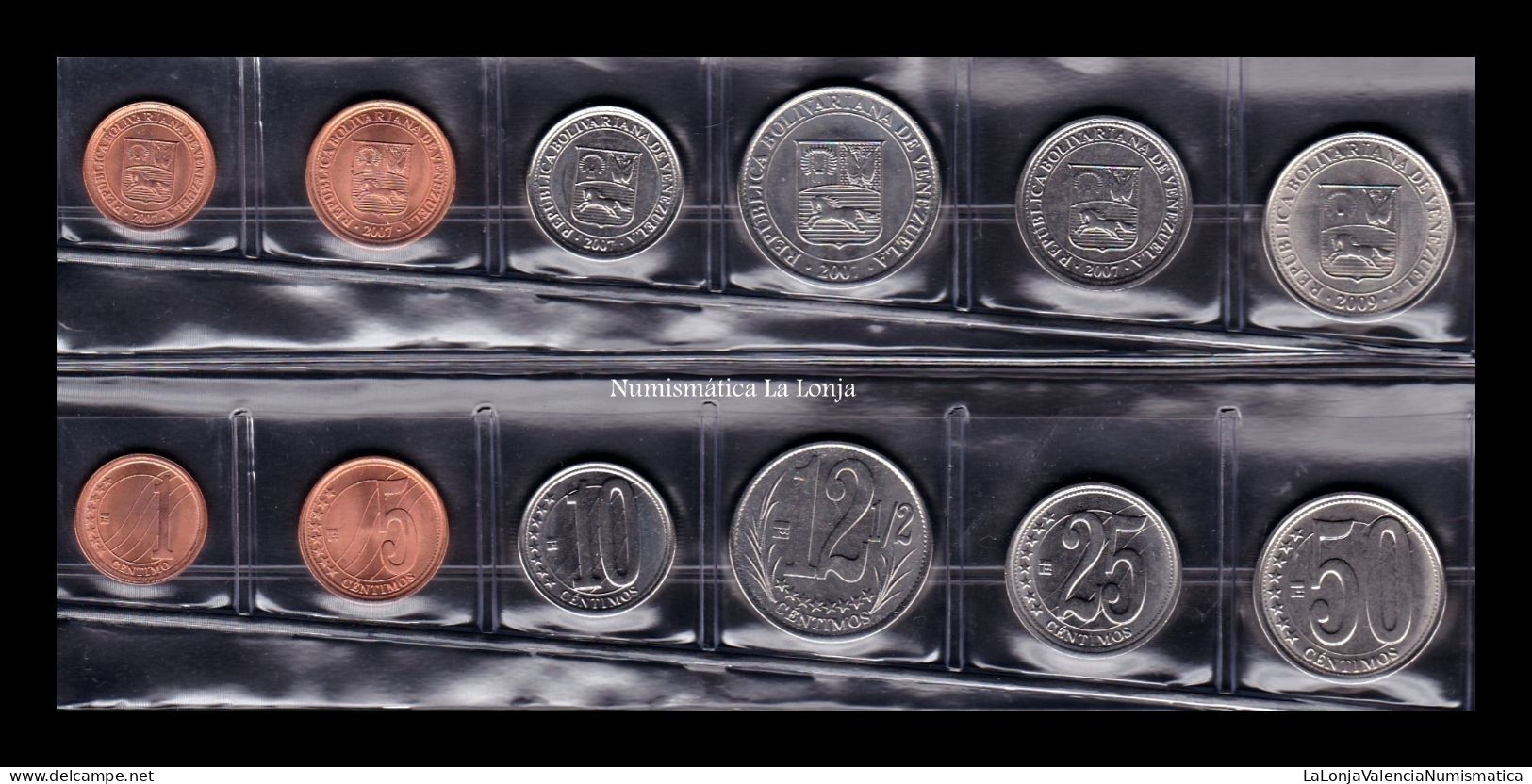Venezuela Set Bolívar Fuerte 6 Monedas 1 5 10 12 1/2 25 50 Céntimos 2007-2009 Sc Unc - Venezuela