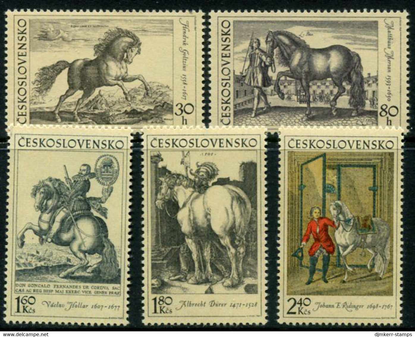 CZECHOSLOVAKIA 1969 Horse Engravings MNH / **  Michel 1870-74 - Unused Stamps