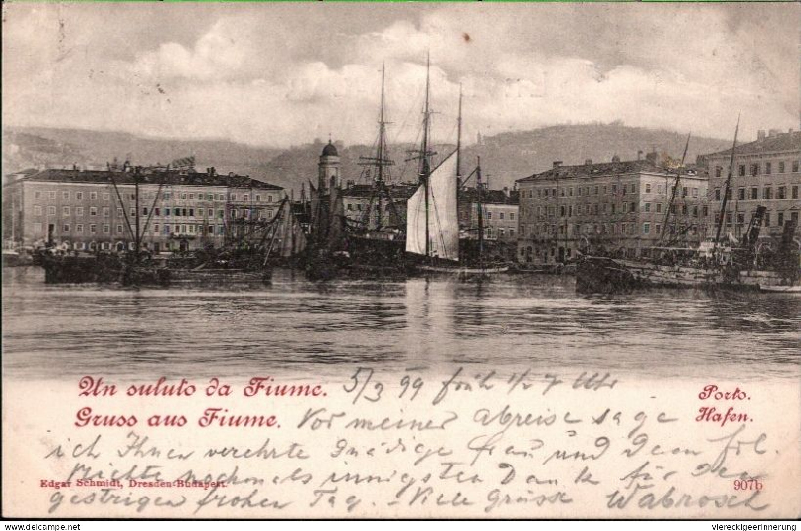 ! 1899 Alte Ansichtskarte, Gruss Aus Fiume,  Porto , Hafen, Ships, Un Saluto Do Fiume - Kroatien