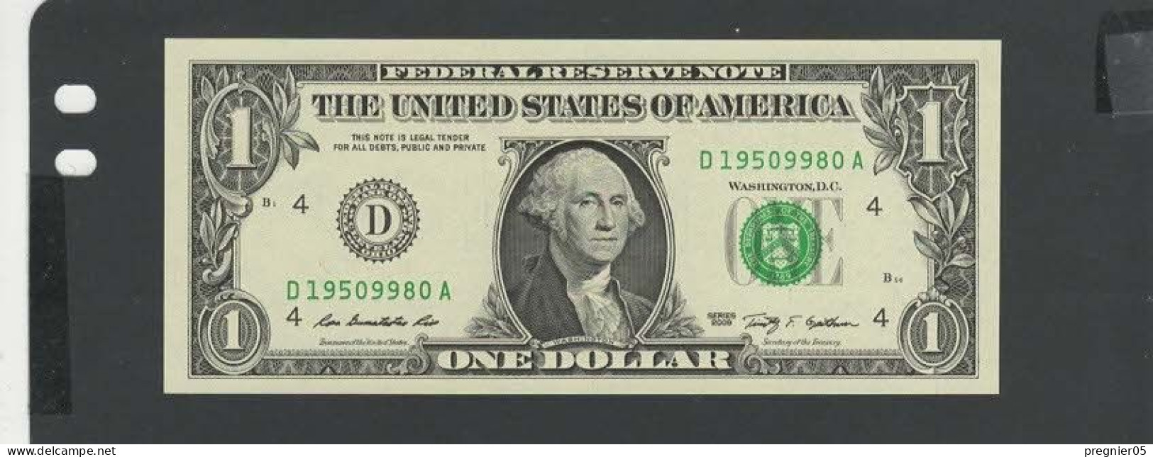 USA - Billet 1 Dollar 2009 NEUF/UNC P.529 § D - Billetes De La Reserva Federal (1928-...)
