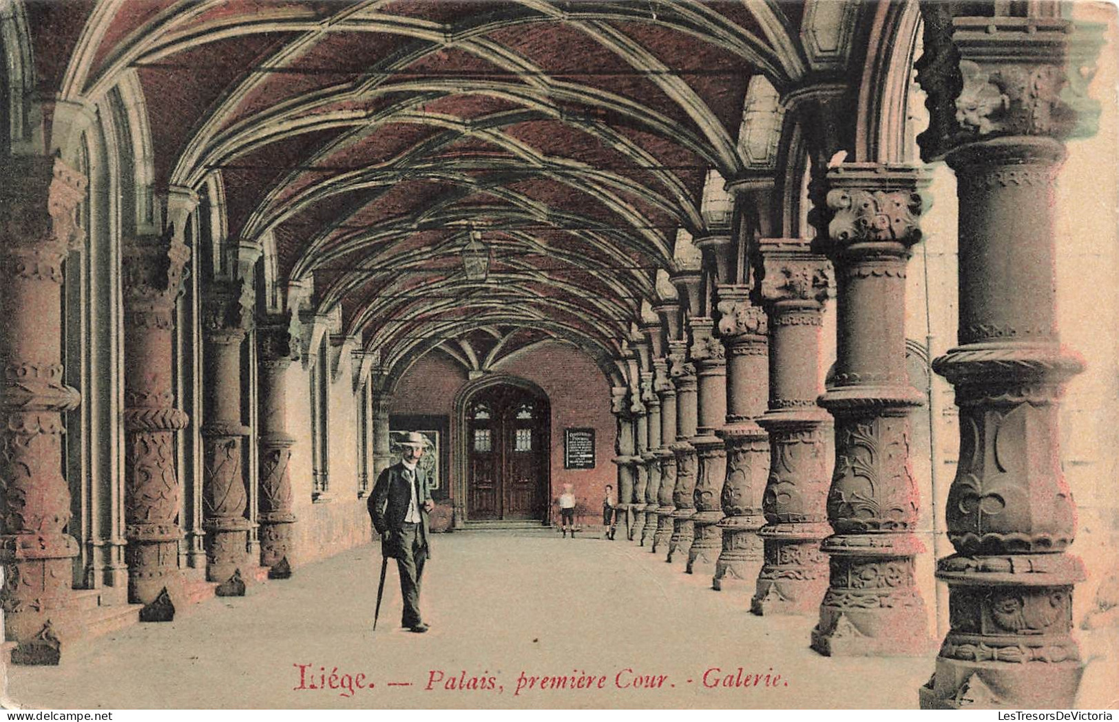 BELGIQUE - Liége - Palais, Première Cour - Galerie - Colorisé  - Carte Postale Ancienne - Liege