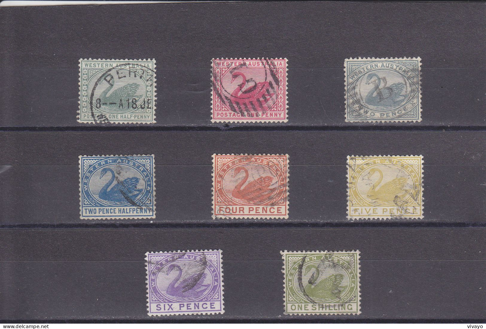 WESTERN AUSTRALIA - O / FINE CANCELLED - SWAN - CIGNE - 1885/1893 - Yv. 42/49     Mi. 30, 34/40 - Used Stamps