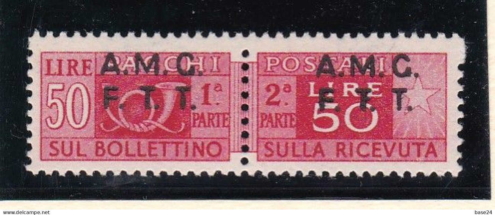 1947 Italia Italy Trieste A  PACCHI POSTALI 50 Lire Rosso Varietà 8g Sovrastampa Spostata MNH** Firma Biondi Parcel Post - Pacchi Postali/in Concessione