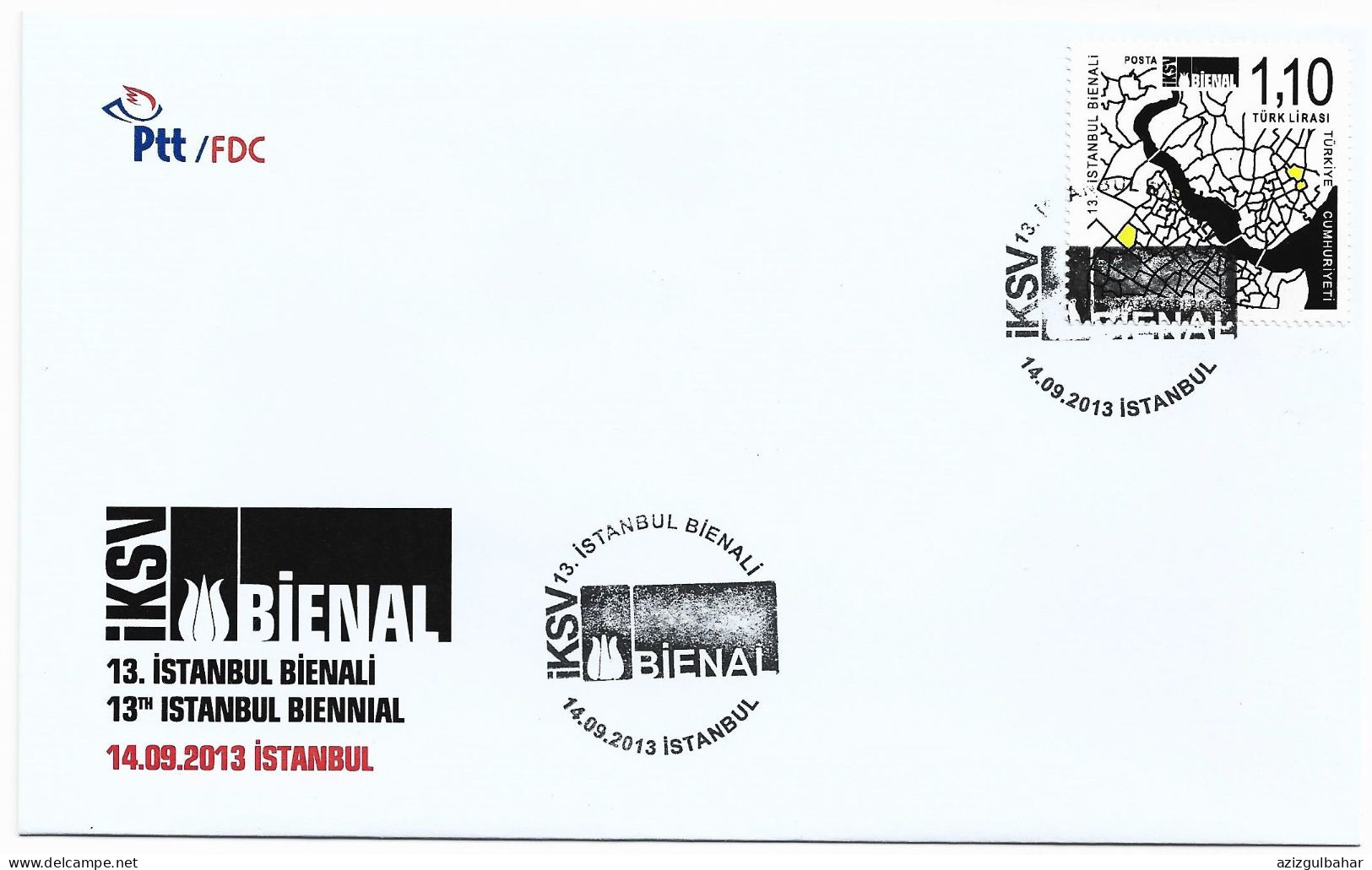 2013 - 13TH ISTANBUL BIENNIAL - FDC - Covers & Documents