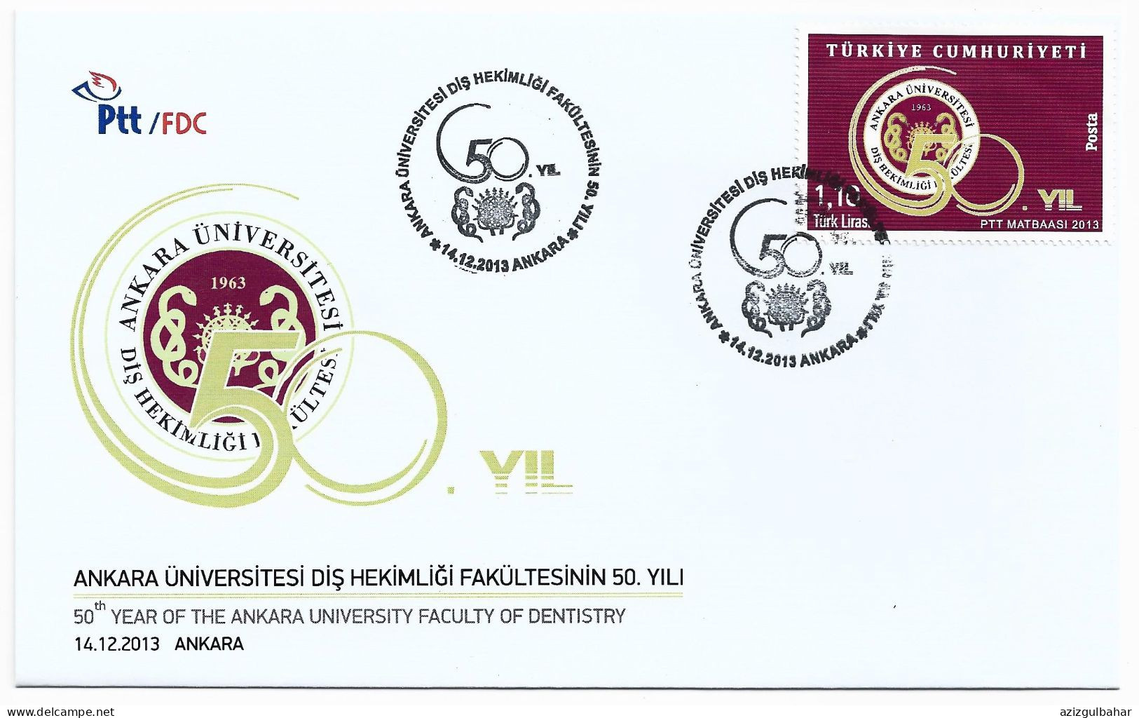 2013 - 50TH YEAR OF THE ANKARA UNIVERSITY SACULTY OF MEDICINE - FDC - Cartas & Documentos