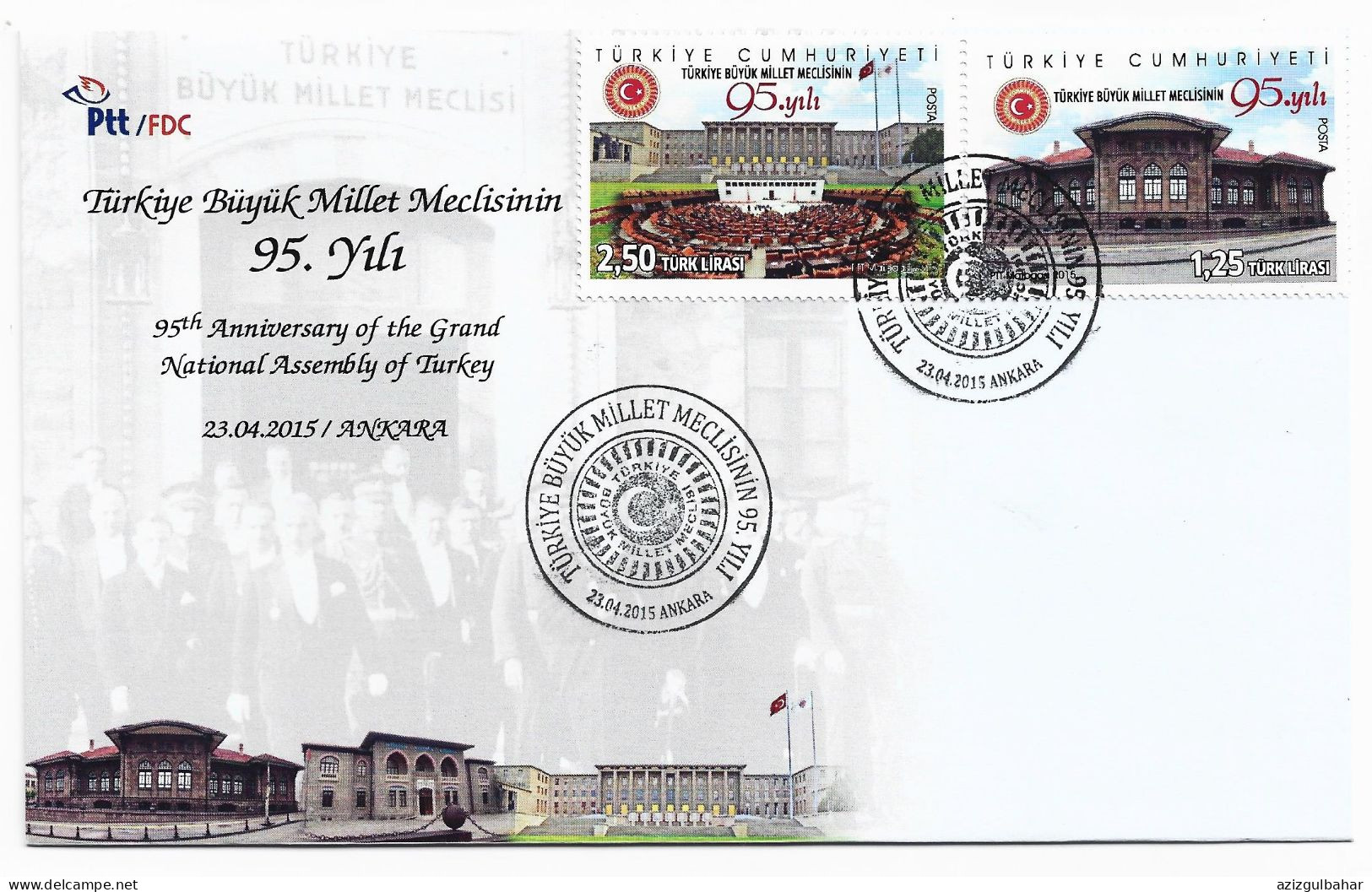 2015 - 95TH ANNIVERSARY OF THE GRAND NATIONAL ASSEMBLEY OF TURKEY - FDC - FDC