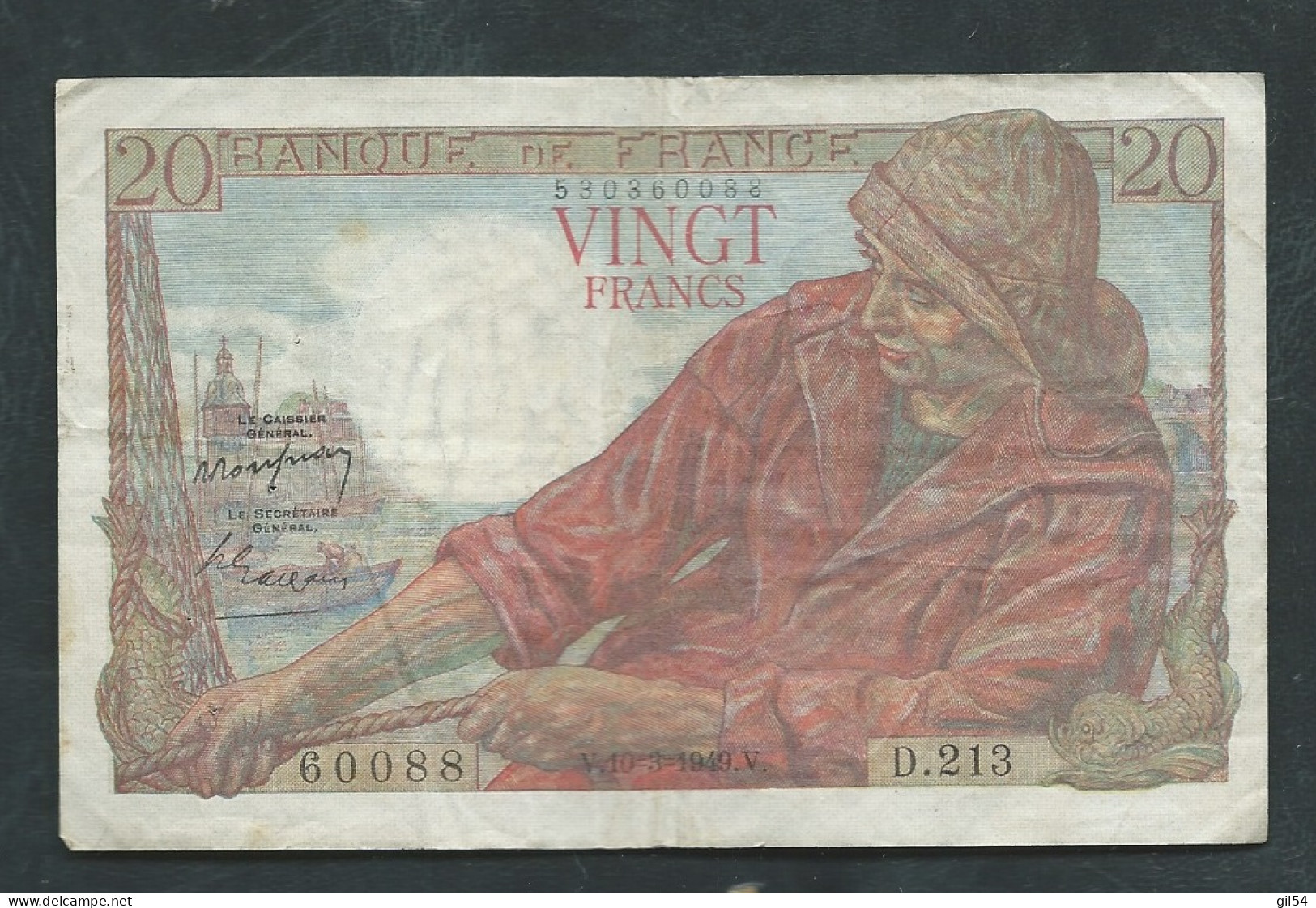 BILLET France ,Billet De 20 Francs Type Pêcheur - 10 Mars 1949  état D'usage - Laura 12712 - 20 F 1942-1950 ''Pêcheur''