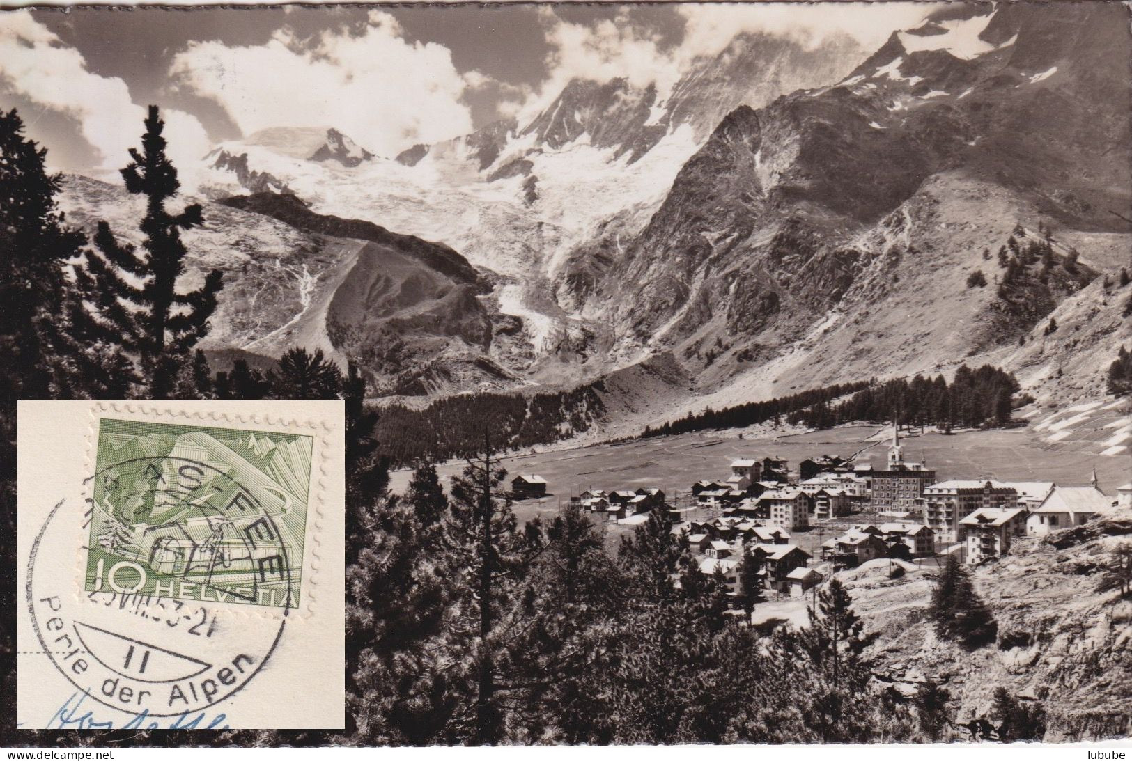 Saas Fee - Fee Gletscher, Alphubel, Täschhorn         1953 - Täsch