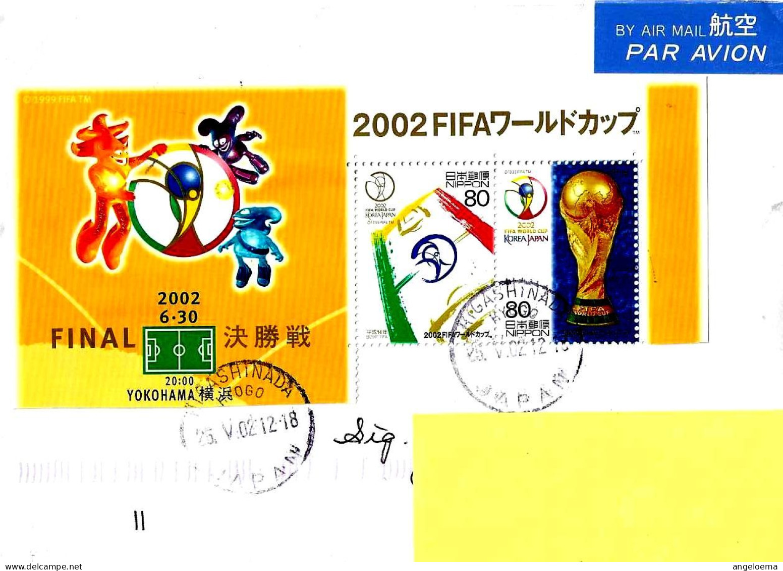 GIAPPONE JAPAN - 2002 HIGASHINADA Coppa Mondo Calcio Fifa World Cup Korea/Japan Serie 2v. Su Busta Fdc Viaggiata - 8475 - 2002 – Corea Del Sur / Japón