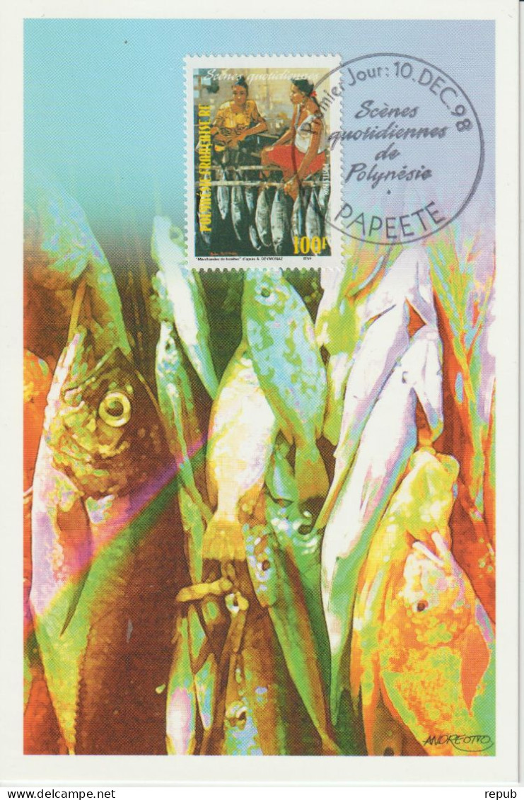 Polynésie Française Carte Maximum 1998 Marchandes De Bonites 575 - Maximum Cards