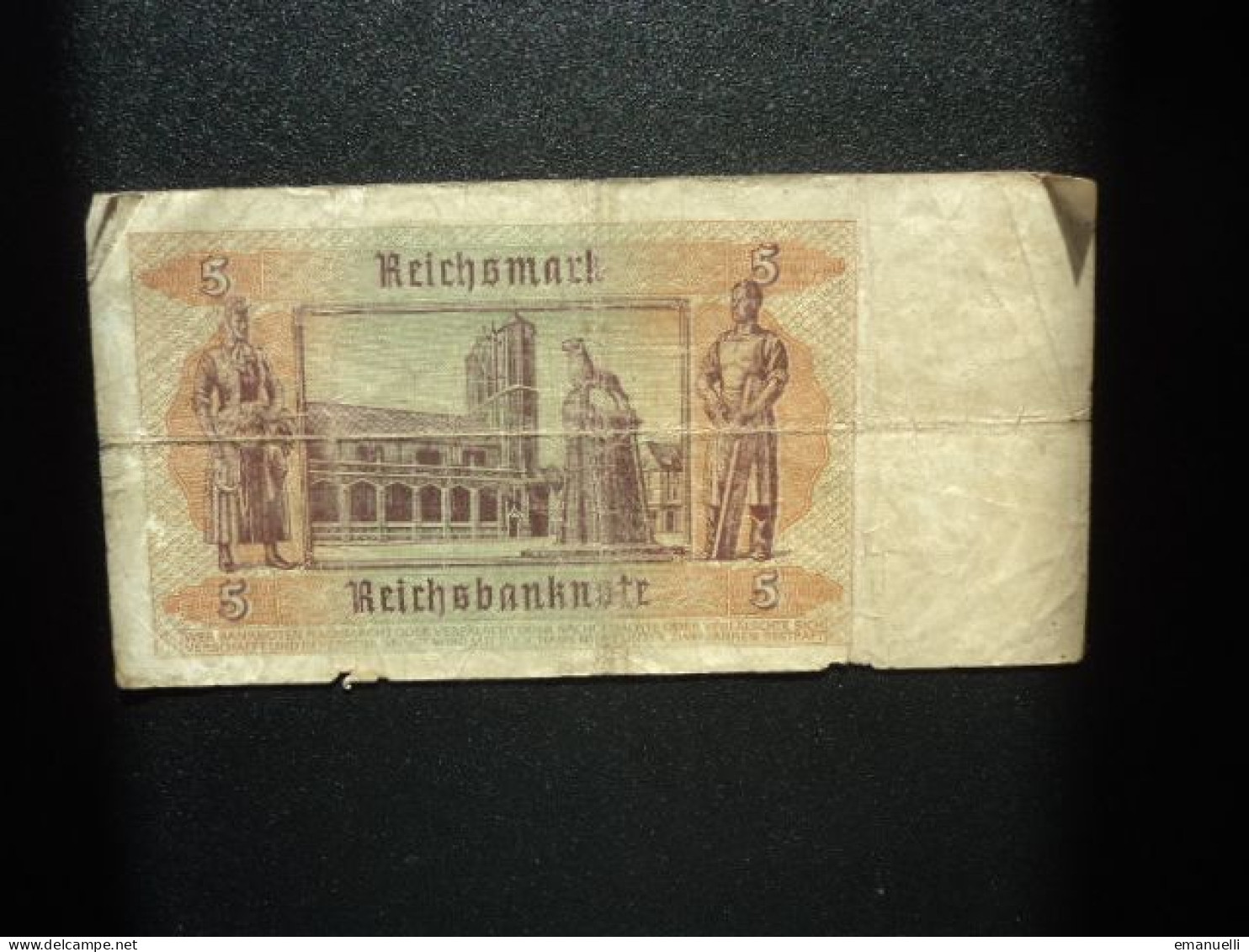 ALLEMAGNE : 5 REICHSMARK  1.8.1942  C.A. 179b, *  / P 186a ** B+ *** (photographies Par " Nuit Et Brouillard " ) - 5 Reichsmark