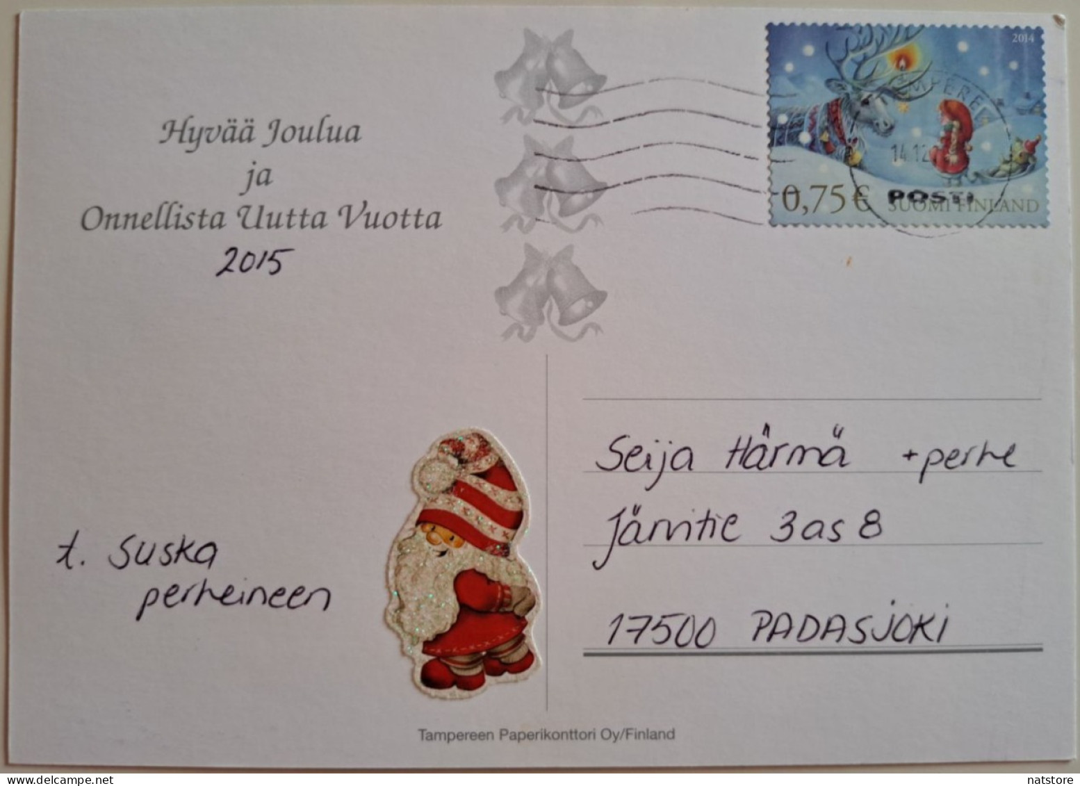 FINLAND.. POSTCARD WITH STAMP ..PAST MAIL..MERRY CHRISTMAS! - Lettres & Documents