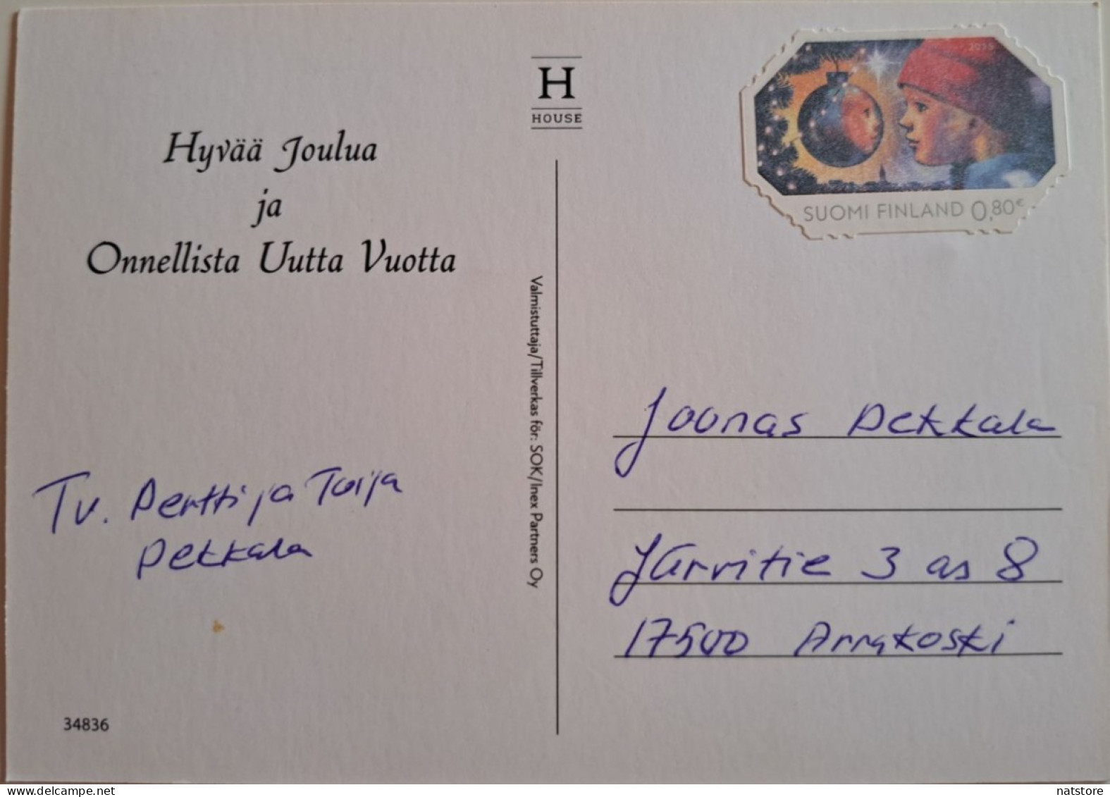 FINLAND.. POSTCARD WITH STAMP ....MERRY CHRISTMAS! - Storia Postale