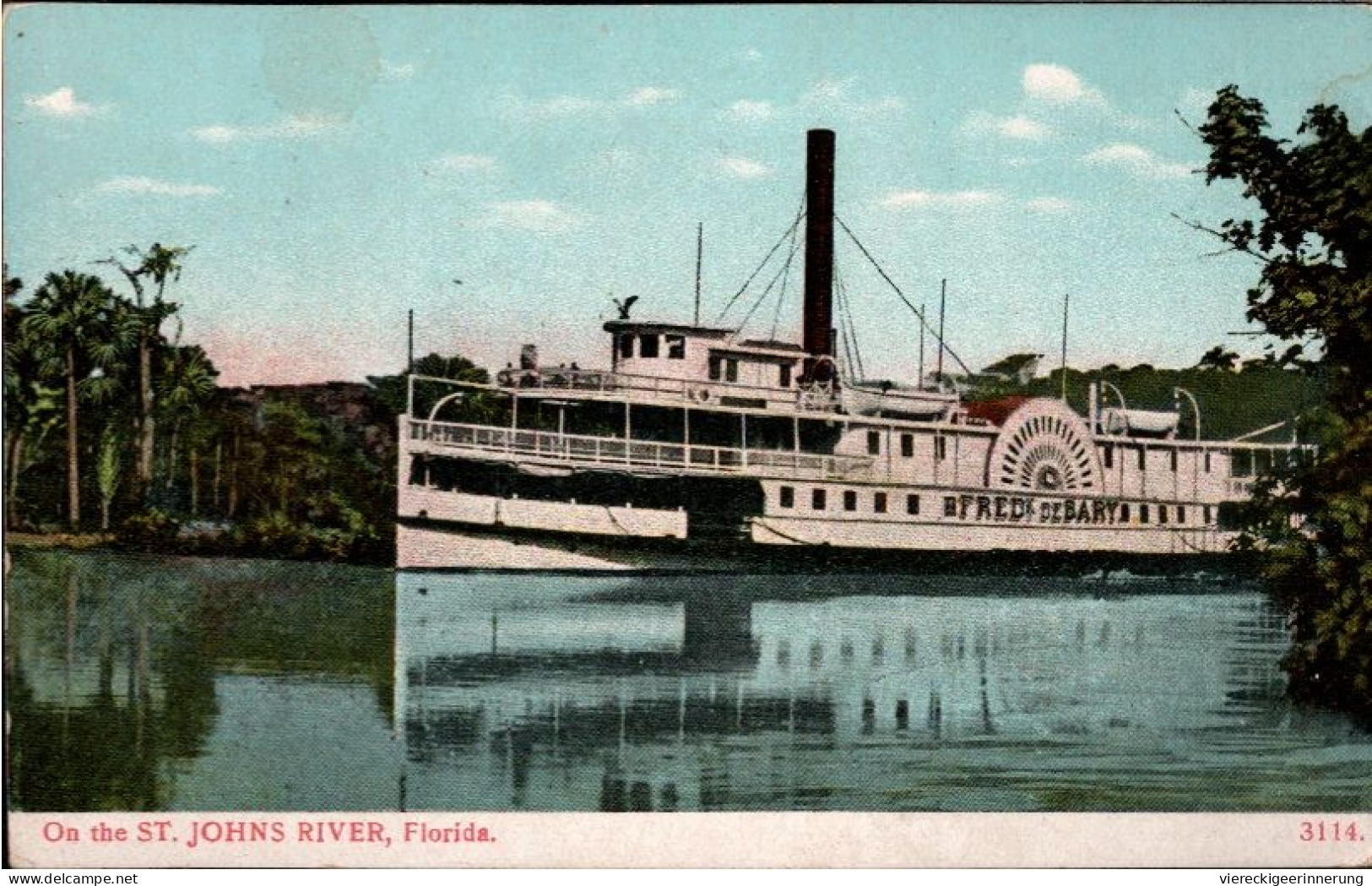 ! Alte Ansichtskarte USA, Florida, St. Johns River, Schaufelraddampfer, Schiff, Ships - Dampfer