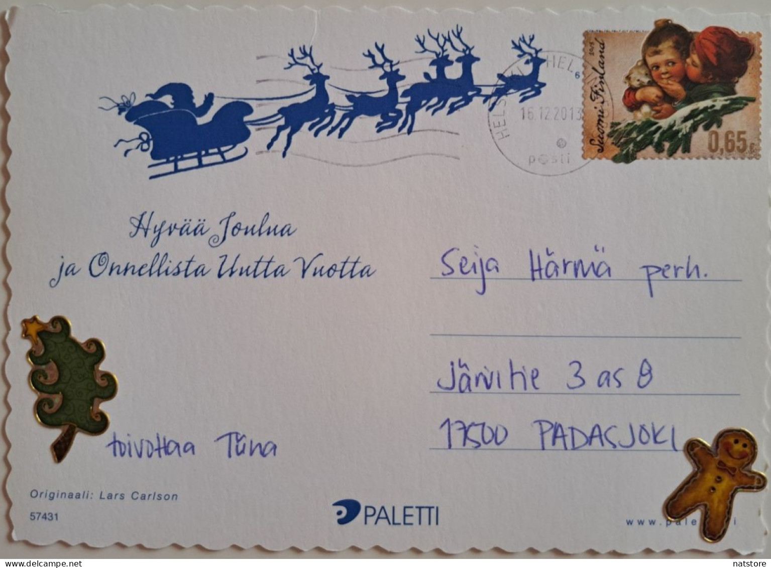 FINLAND.. POSTCARD WITH STAMP ..PAST MAIL..MERRY CHRISTMAS! - Storia Postale