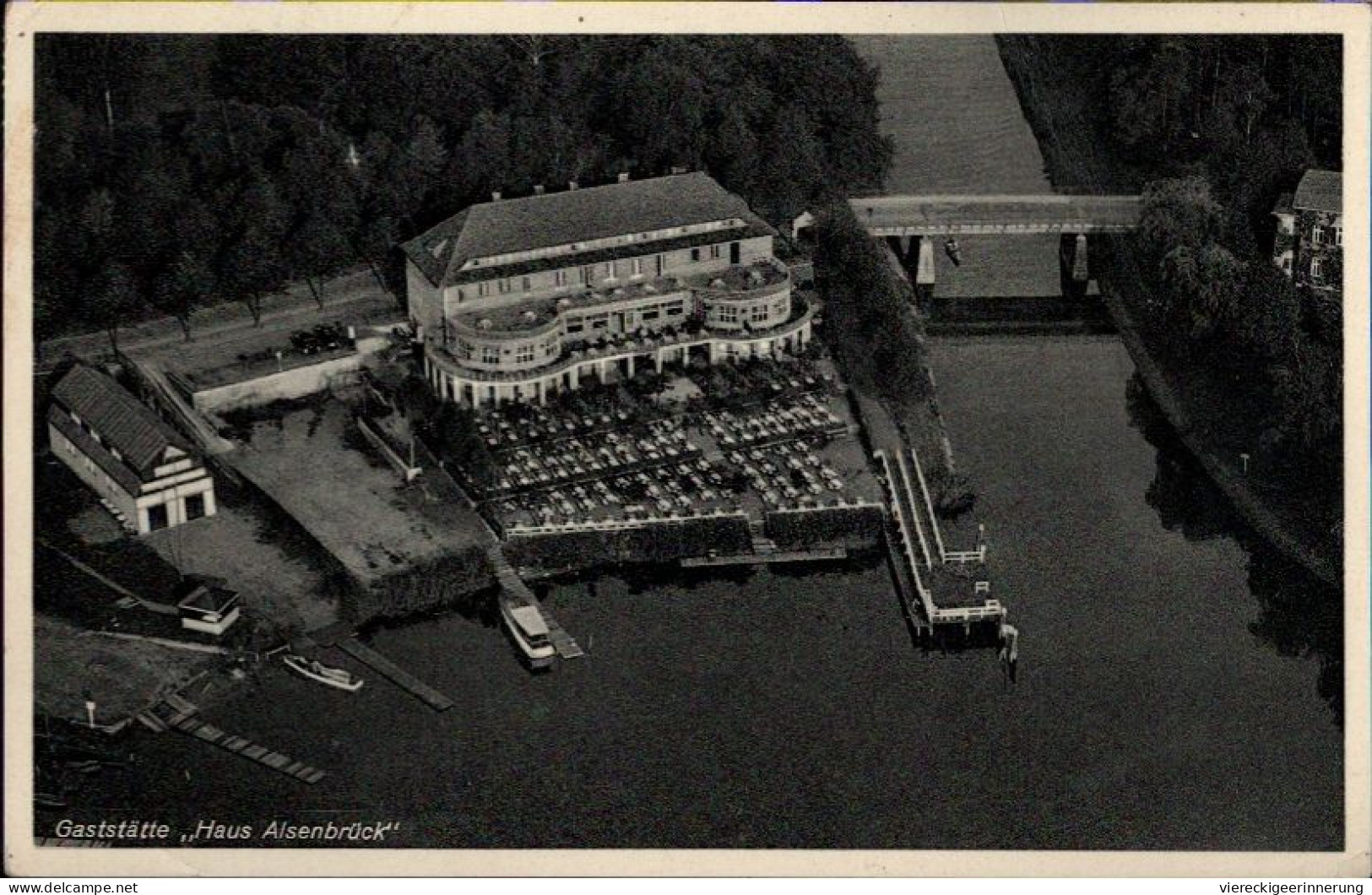 ! Alte Ansichtskarte Luftbild, Gaststätte Alsenbrück, Berlin Wannsee, 1934 - Wannsee