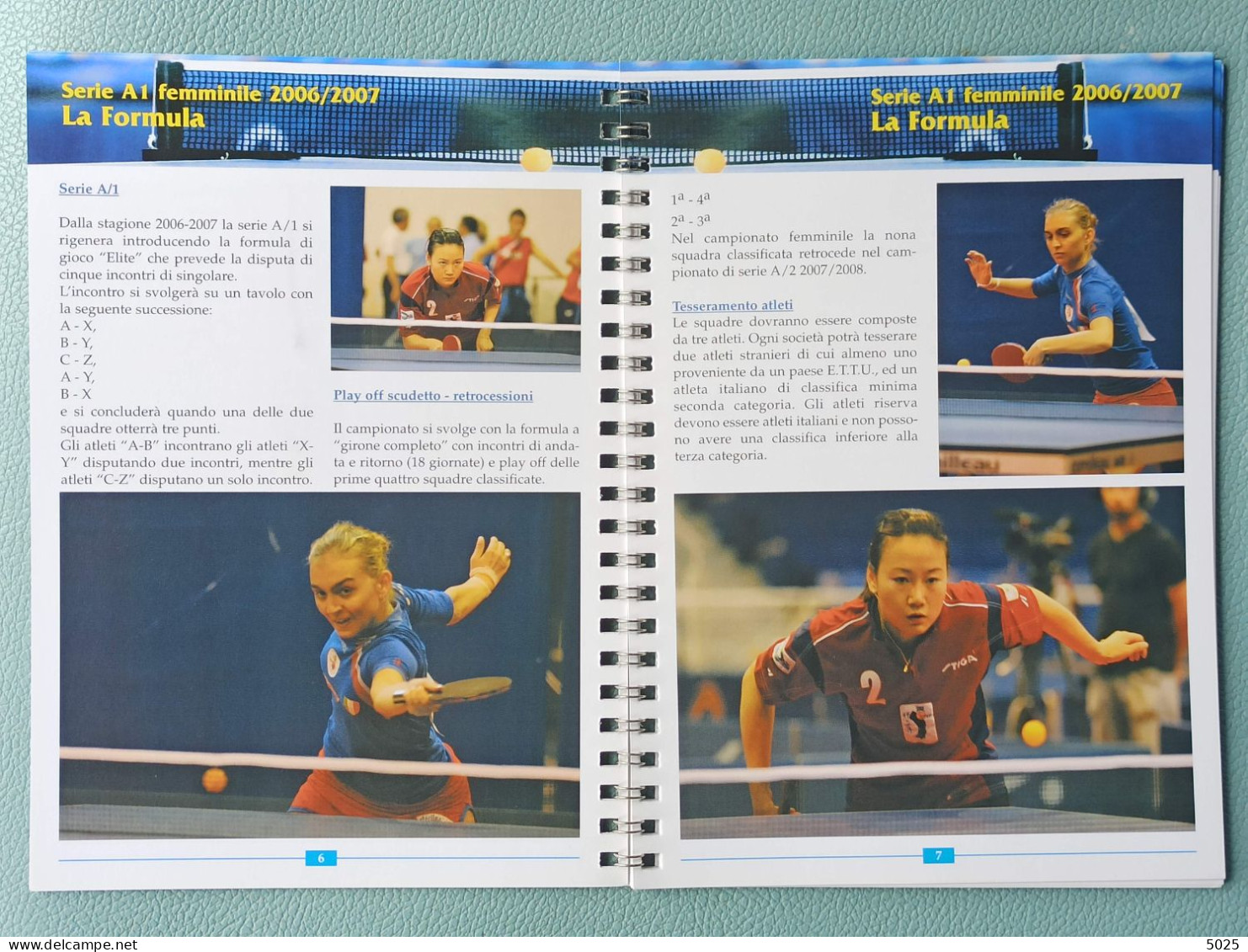 2006-2007 - ITALIE - Guide Championnat Série A - Tennis De Table Tischtennis - Tafeltennis