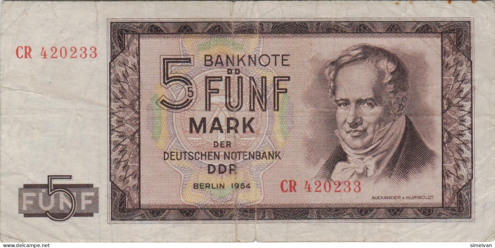 Germany Democratic Republic 5 Mark 1964 P-22a DDR East Germany Banknote Deutschland Allemagne #5078 - 5 Deutsche Mark