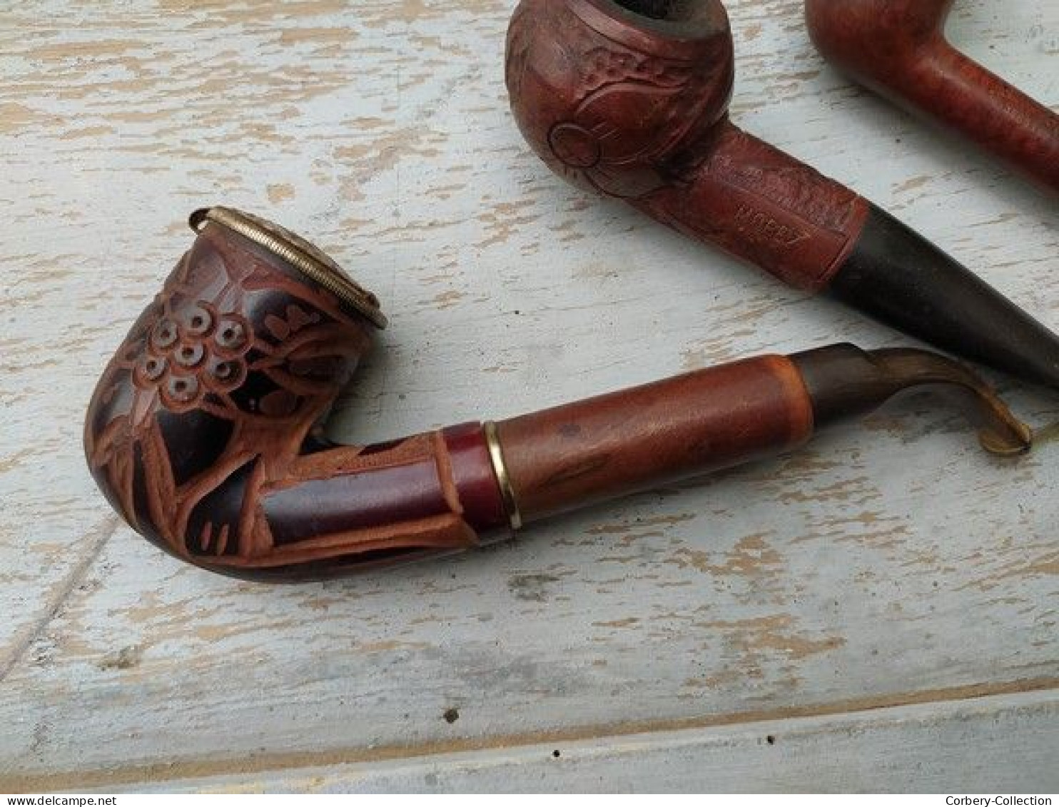 Lot 4 Anciennes Pipes en Bruyère Collection Tabac