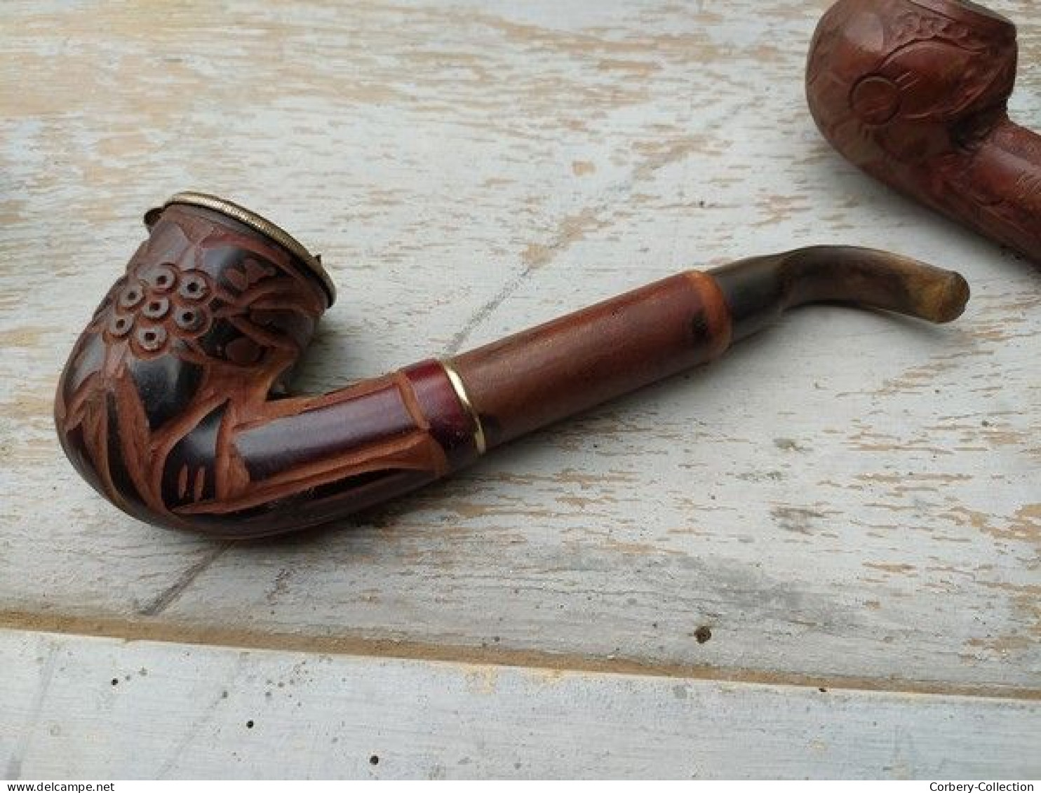 Lot 4 Anciennes Pipes en Bruyère Collection Tabac