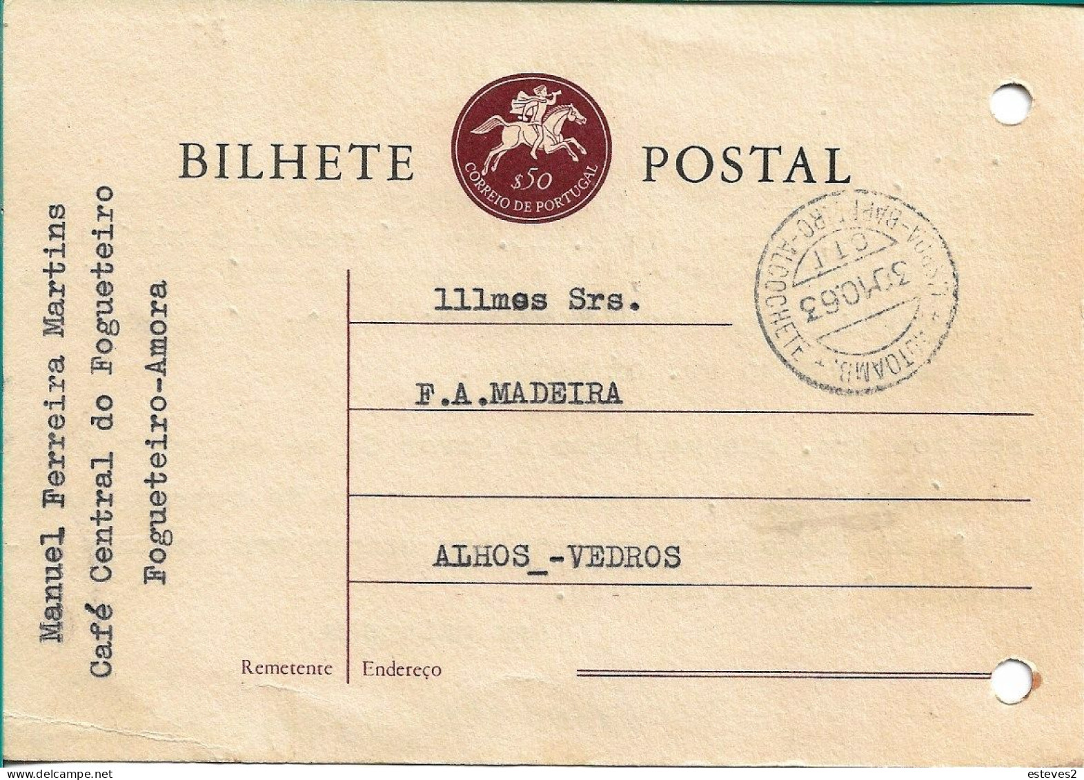 Portugal , 1963 , AUTOAMB. LISBOA BARREIRO ALCOCHETE Postmark On Postal Stationery - Postmark Collection