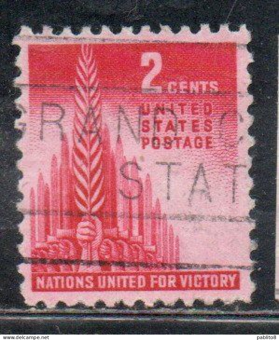 USA STATI UNITI 1943 ALLIED NATIONS ISSUE ALLEGORY OF VICTORY CENT 2c USED USATO OBLITERE' - Used Stamps