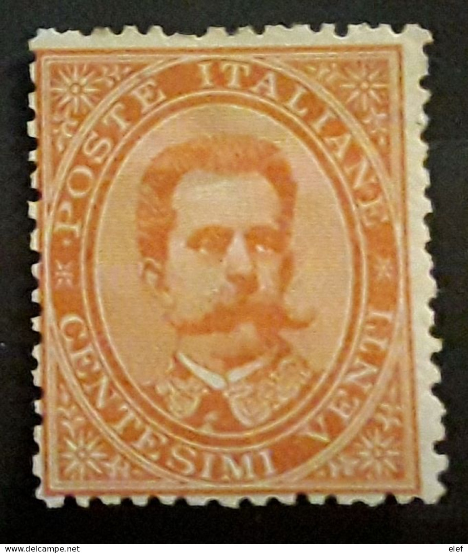 ITALIA 1879 Umberto I,  Yvert No 35 , 20 C Orange  Neuf * MH,  Une Dent Courte   BTB Cote 500 Euros - Ongebruikt