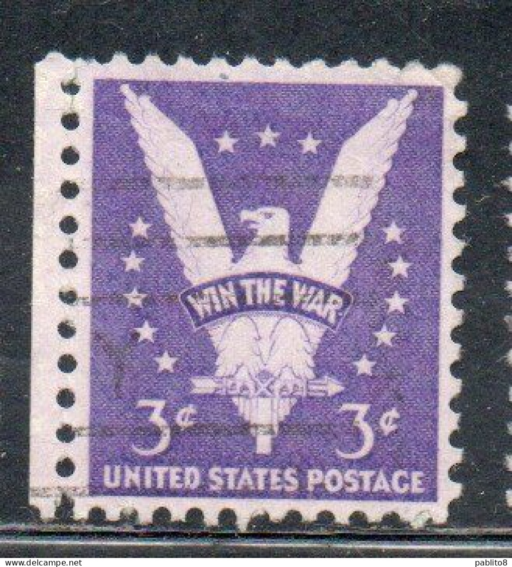 USA STATI UNITI 1942 WIN THE WAR ISSUE AMERICAN EAGLE CENT 3c USED USATO OBLITERE' - Used Stamps