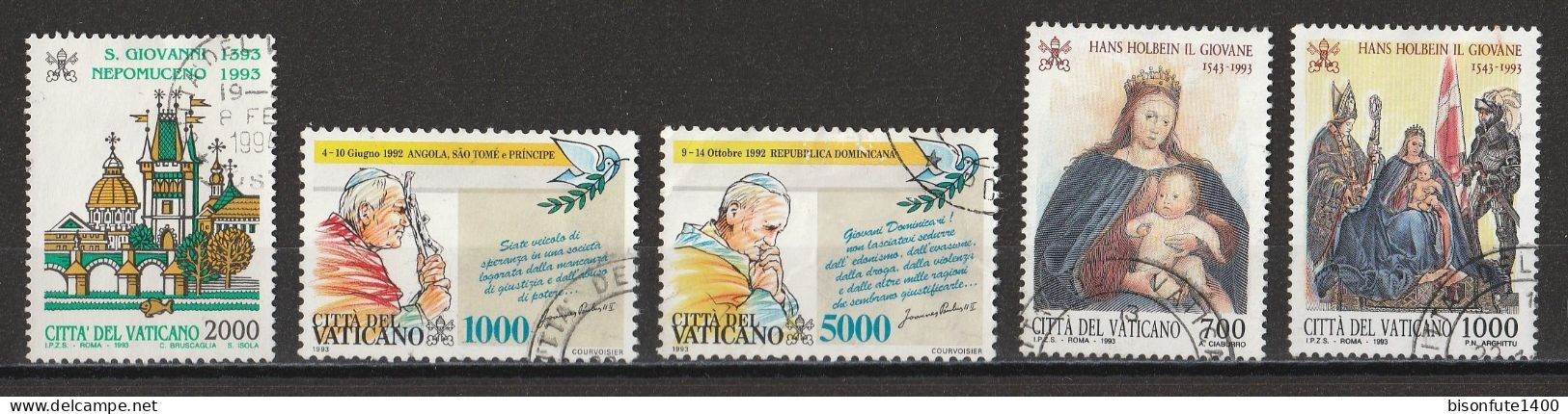 Vatican 1993 : Timbres Yvert & Tellier N° 962 - 964 - 965 - 966 - 967 Et 968 Oblitérés. - Usados