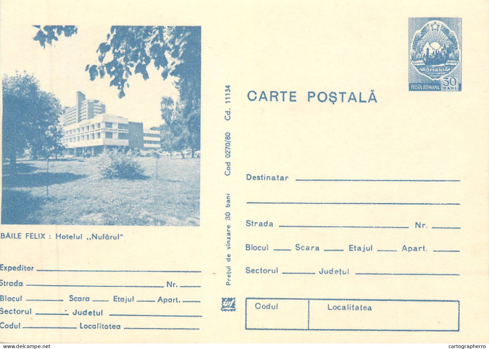 Romania Carte Postala Baile Felix Hotel Nufarul - Hotels & Restaurants