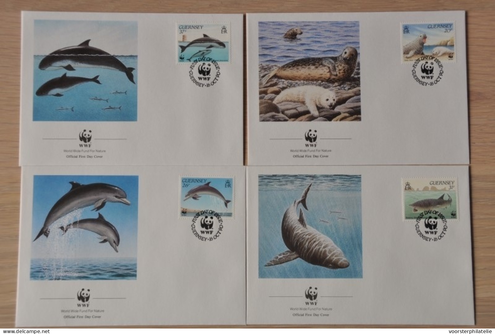 219 ++ FDC WWF WNF WERELD NATUUR FONDS ++ GUERNSEY WALVIS WHALE DELPHIN DOLFIJN - Andere & Zonder Classificatie