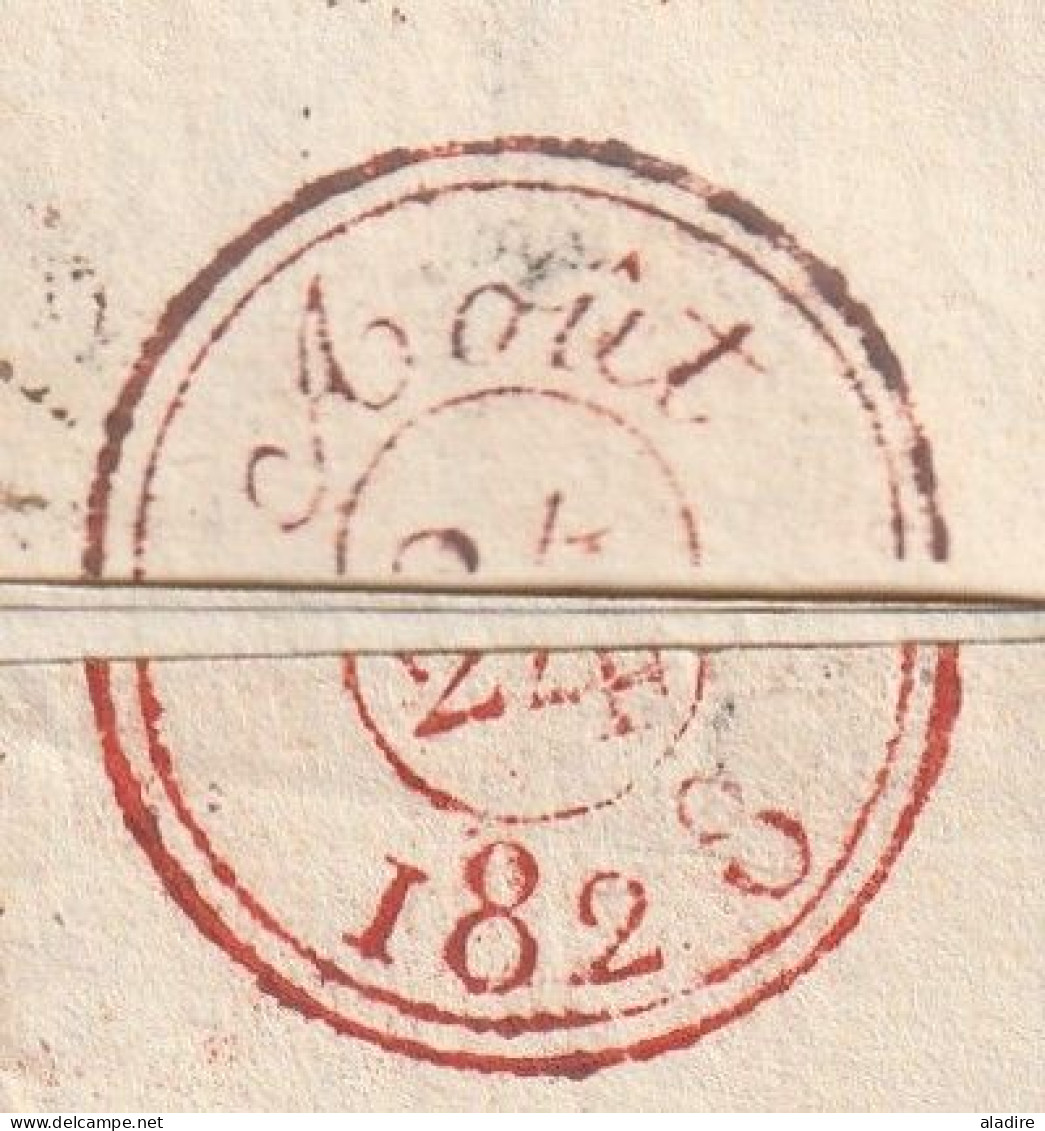 1828 - Marque postale 54 AURAY, Morbihan sur lettre pliée avec corresp. vers PARIS - dateurs en départ et arrivée