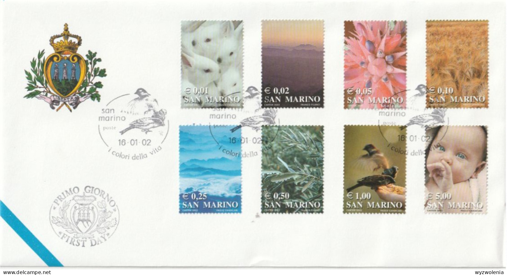 E 692) San Marino 2002 Mi# 1998-2005: (Euro-) Freimarken - Farben Des Lebens - Protection De L'environnement & Climat