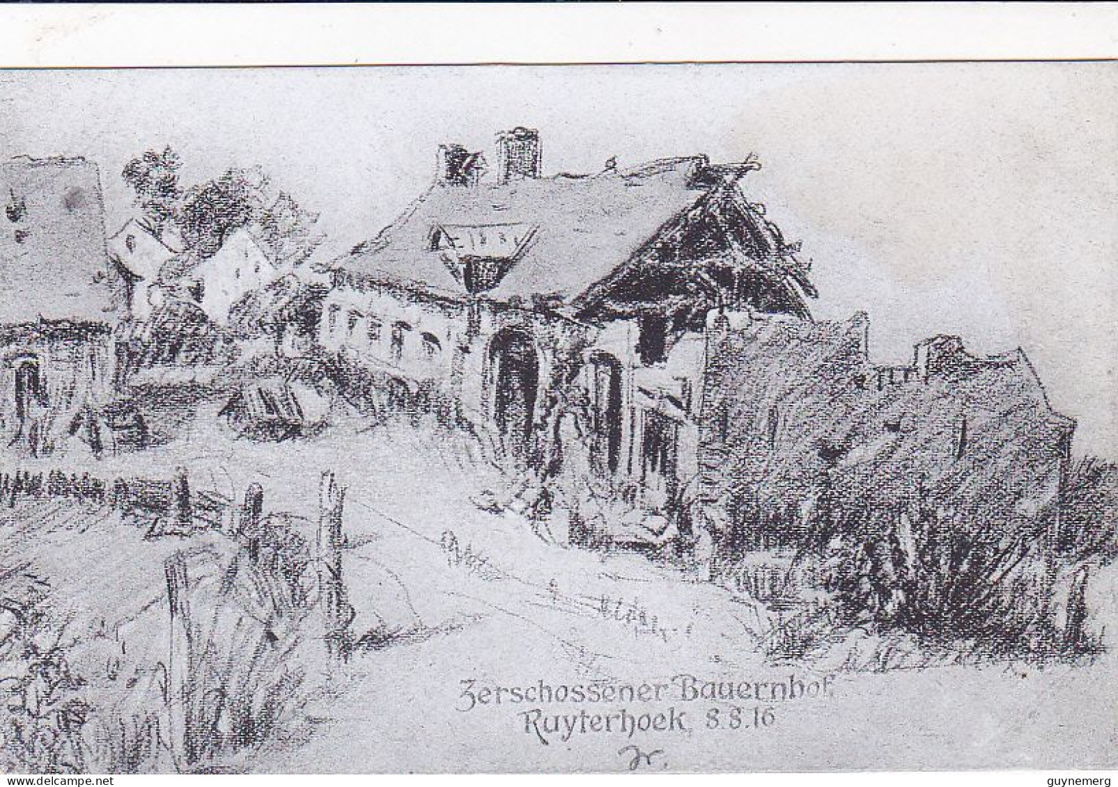 ZARREN Kortemark Ruyterhoek Klerken Bauernhof  Duitse Pentekening Duitse Kaart 1° W.O.-zelden - Kortemark