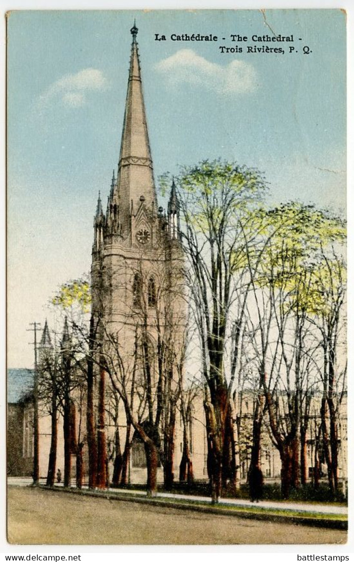 Canada 1930 Postcard Trois-Rivières, Quebec - Cathedral; Scott 150 - 2c. KGV - Trois-Rivières