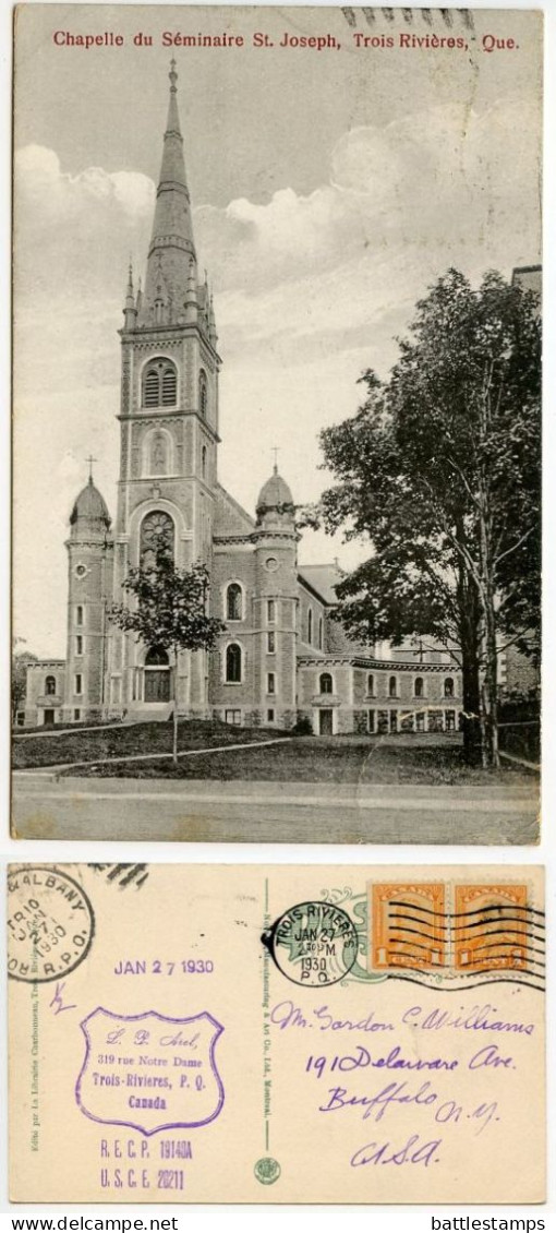 Canada 1930 Postcard Trois-Rivières, Quebec - Chapelle Du Semininaire St. Joseph; Scott 149 - 1c. KGV X 2 - Trois-Rivières