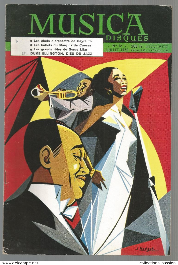 Revue Mensuelle, MUSICA Disques, Juil.1958, N° 52, 64 Pages, Duke Ellington, Dieu Du Jazz, Frais Fr 4.00e - Muziek