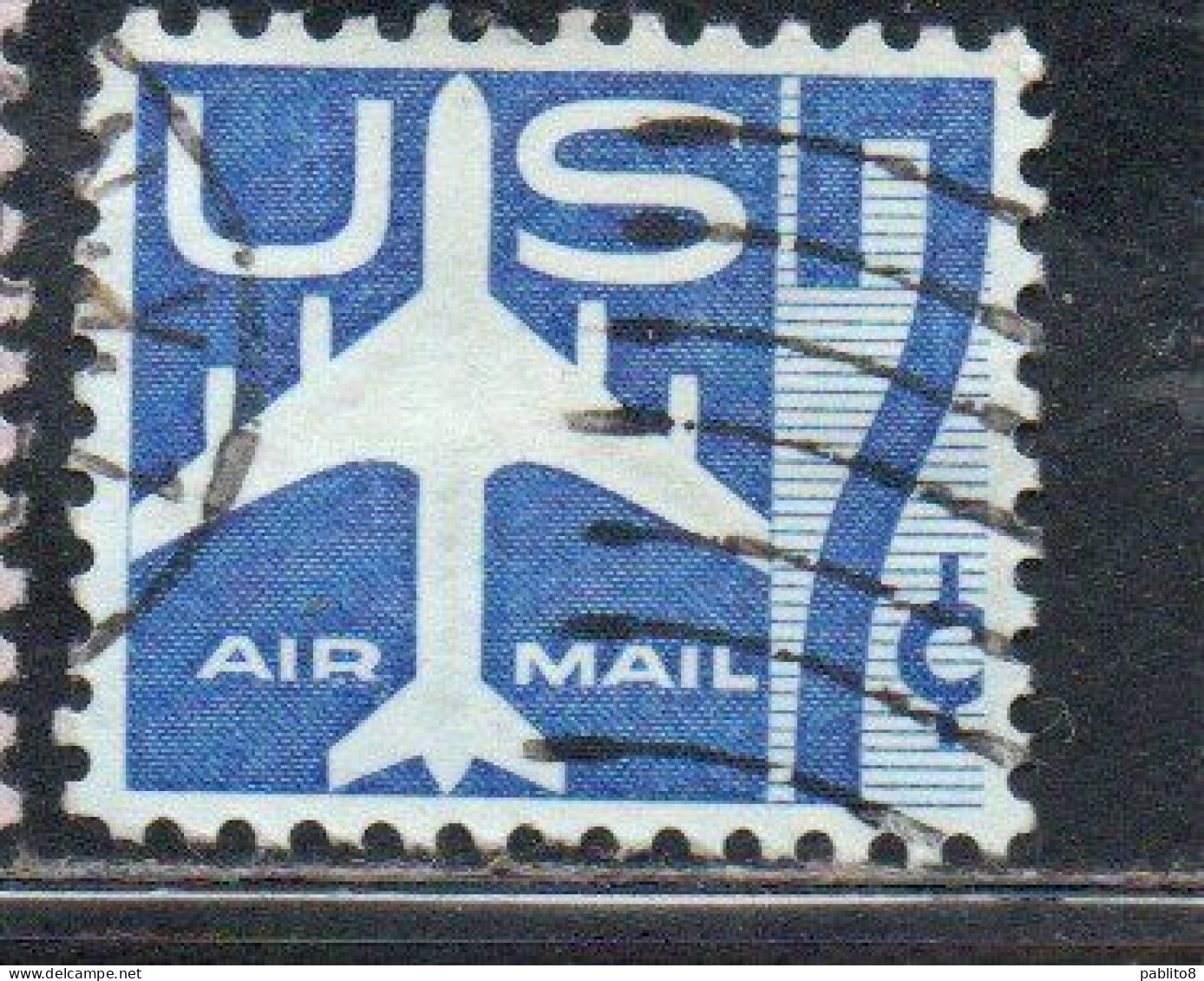 USA STATI UNITI 1958 AIRMAIL AIR MAIL POSTA AEREA SILHOUTTE OF JET AIRLINER CENT 7c USED USATO OBLITERE' - 2a. 1941-1960 Used