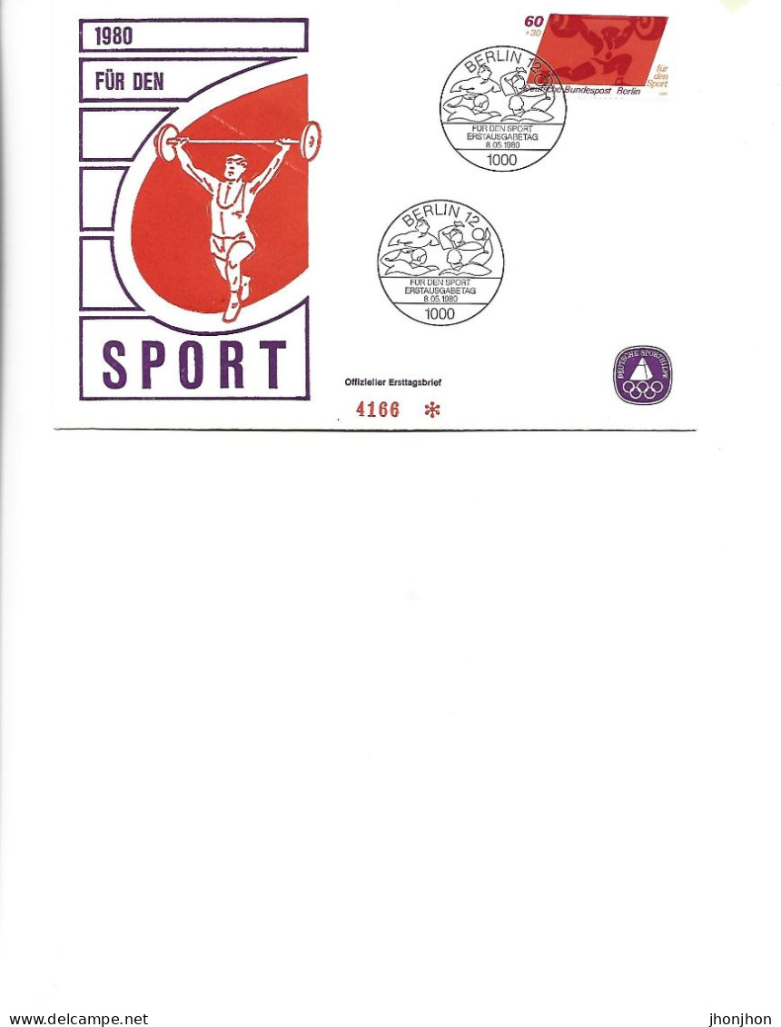 Germany - Official First Day Cover 1980 - For Sport 08.051980 -   WEIGHTLIFTING - 1981-1990
