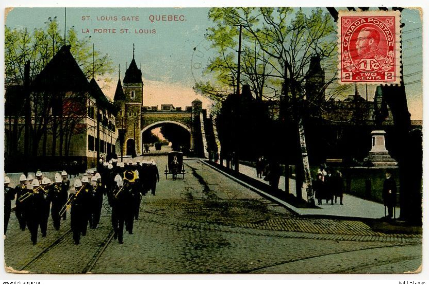 Canada 1916 Postcard Quebec - La Porte St. Louis; To Belgian Army; Scott MR3 War Tax - Québec – Les Portes
