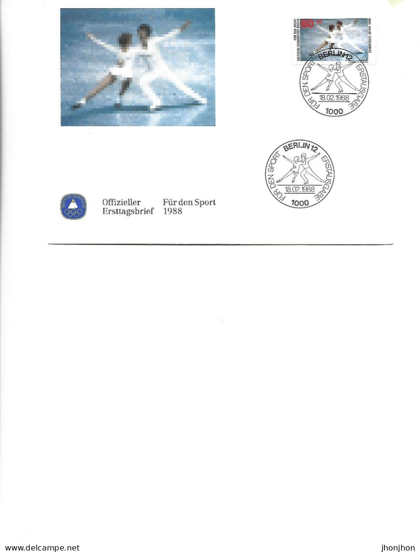 Germany - Official First Day Cover 1988 - For Sport 18.021988 - Ice Dancing, Pairs - 1981-1990