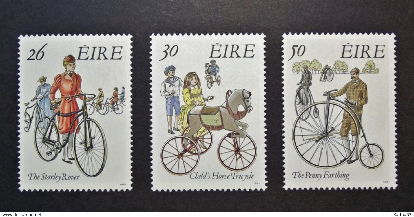 Ireland - Irelande - Eire - 1991 Y&T N° 749 / 751 ( 3 Val.) - Transport - The Bicycle - Fiets - History - MNH - Postfris - Neufs
