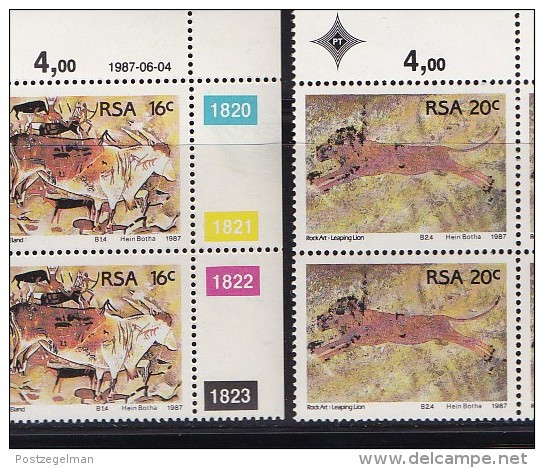 SOUTH AFRICA, 1987, MNH Control Block Of 4, Cave Paintings,  M 706-709 - Unused Stamps