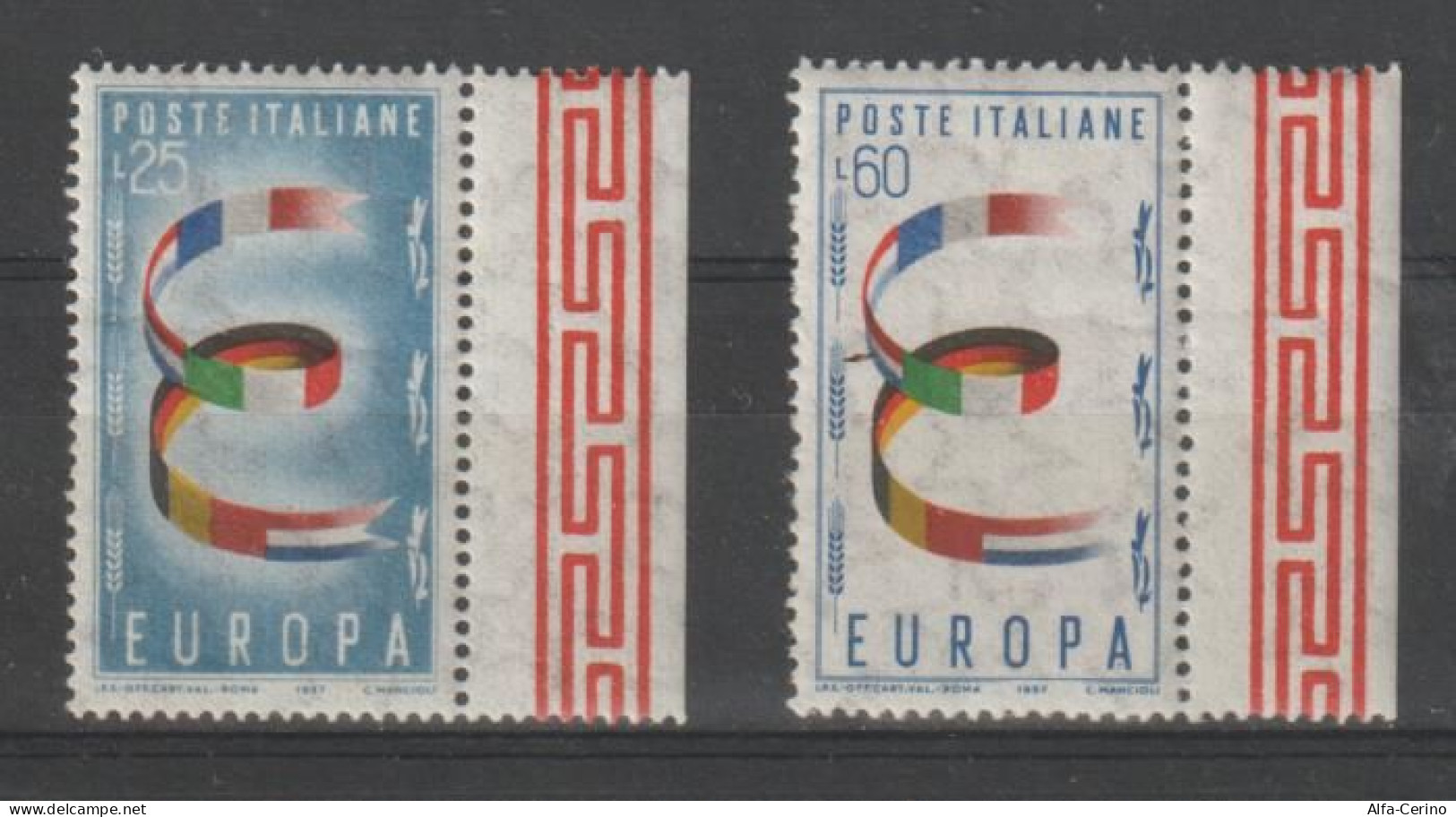 REPUBBLICA:  1957  EUROPA  CEPT  -  S. CPL. 2  VAL. N. -  SASS. 817/18 - 1957