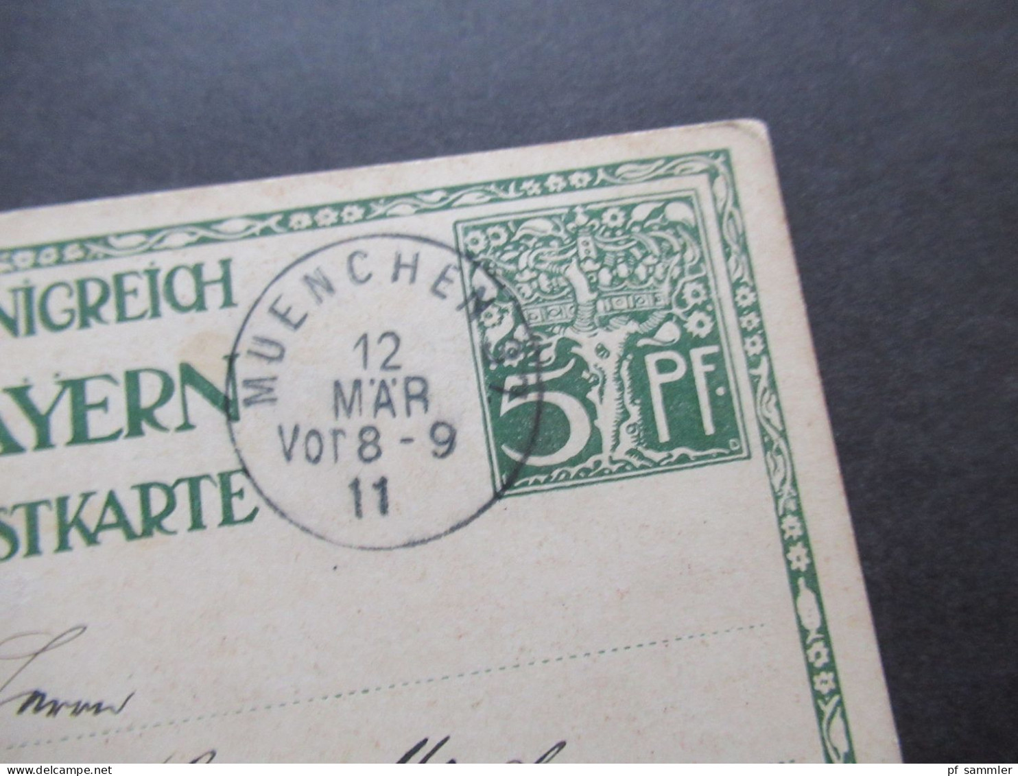 AD Bayern 1911 GA / Festpostkarte Königreich Bayern Mit 3 Weiteren Marken Stempel K1 Muenchen 37 - Rosenheim - Postwaardestukken