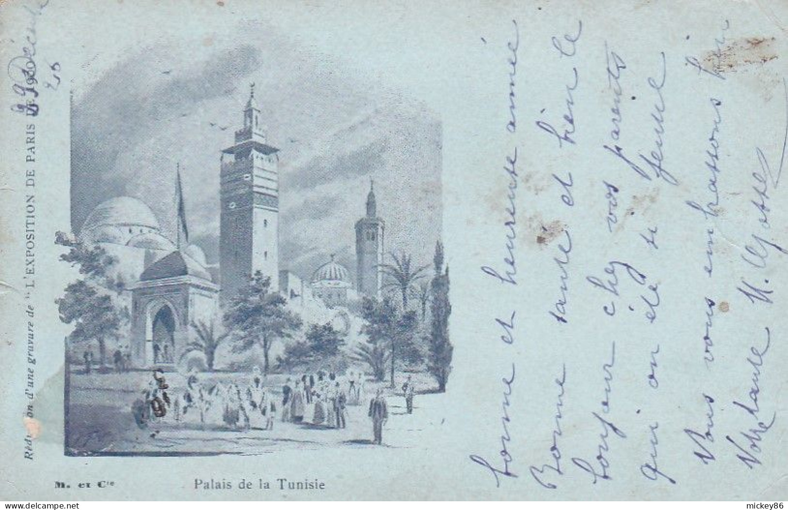 PARIS --EXPO 1900-- Palais De La Tunisie ( Fond Bleu ) - Expositions