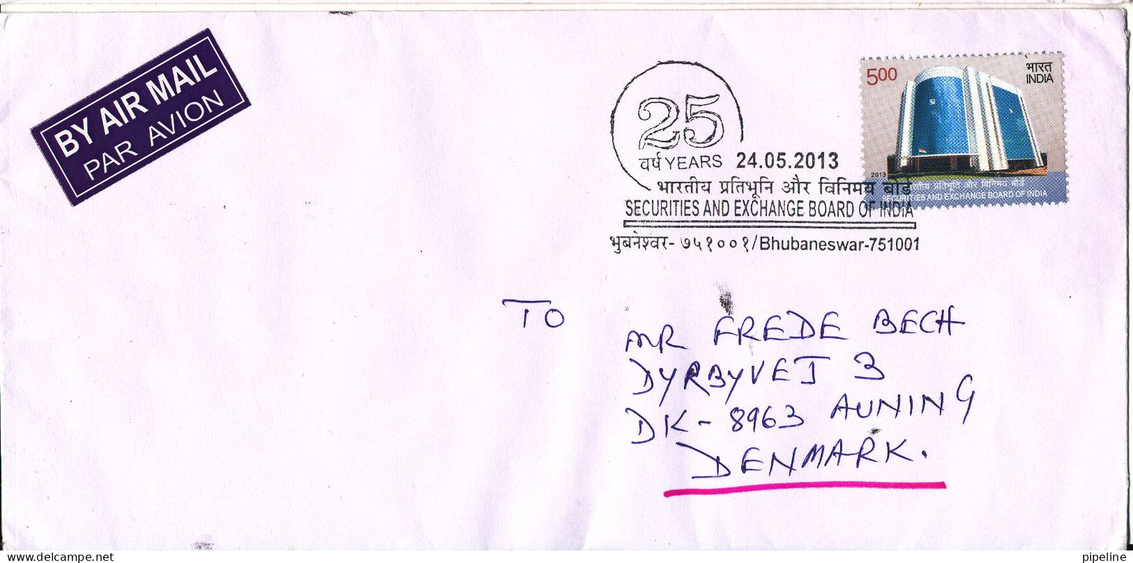 India FDC 24-5-2013 Uprated On The Backside Of The Cover Sent Air Mail To Denmark 24-5-2013 - FDC