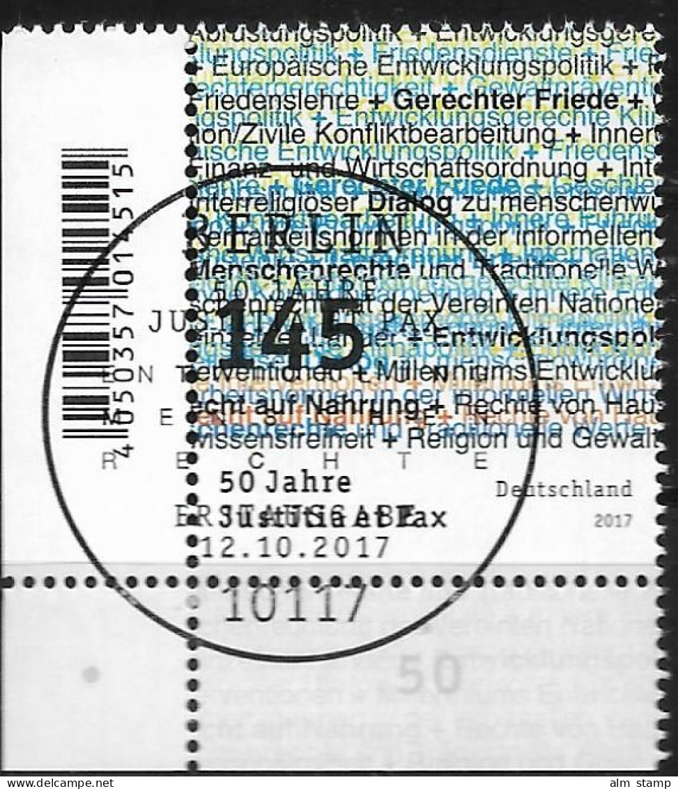 2017 Deutschland Germany  Mi. 3339 FD- Used Berlin EUL  50 Jahre Deutsche Kommission Justitia Et Pax. - Gebraucht